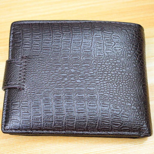 Button-Closure Leather Men’s Wallet