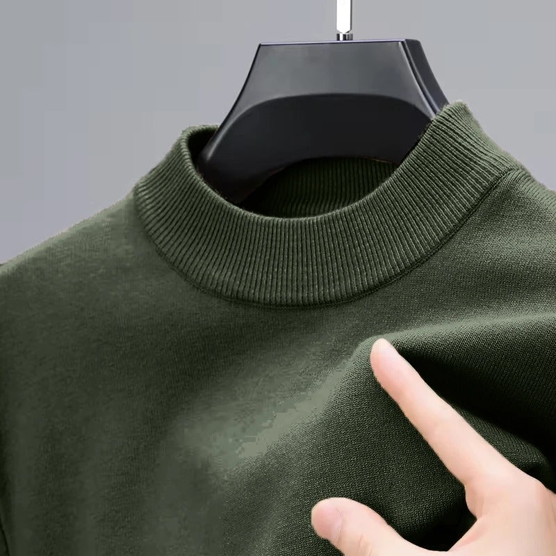 SolidRise Mock Neck Pullover