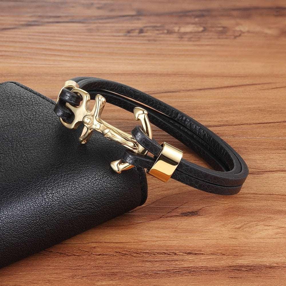 Christ Anchor Leather Men’s Bracelet