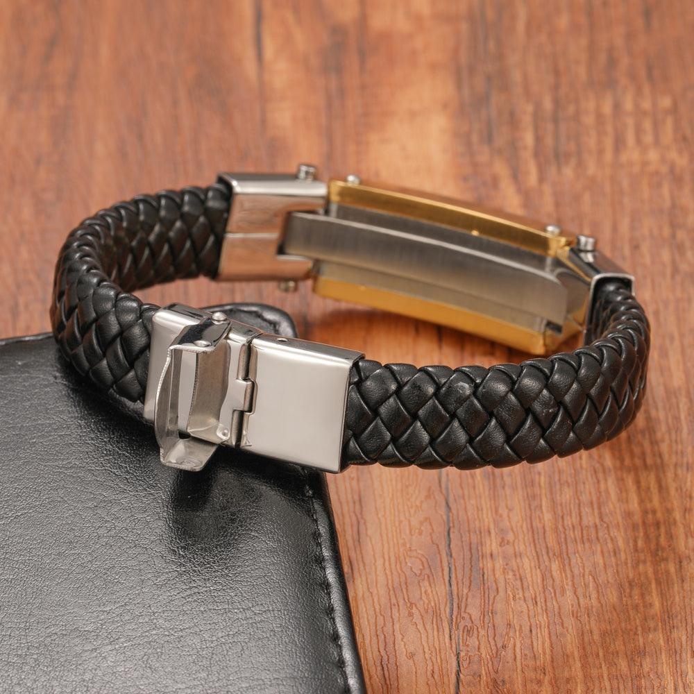 Central Cross Leather Men’s Bracelet