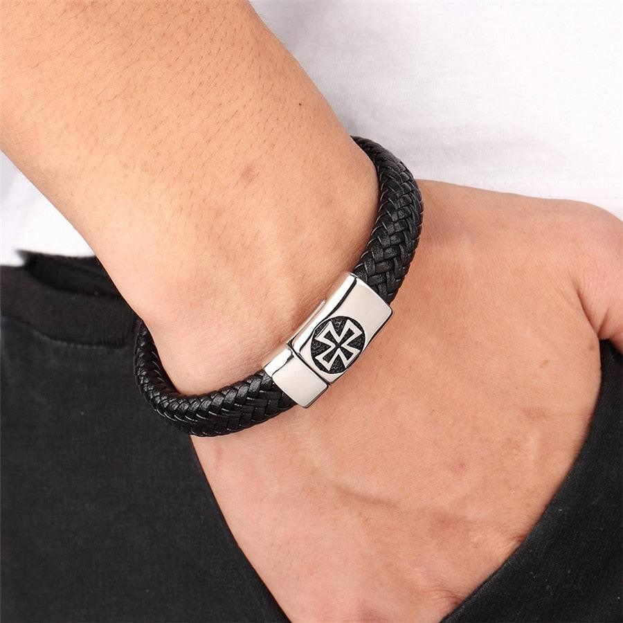 Gekreuztes Lederarmband für Herren