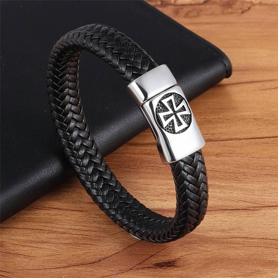 Gekreuztes Lederarmband für Herren
