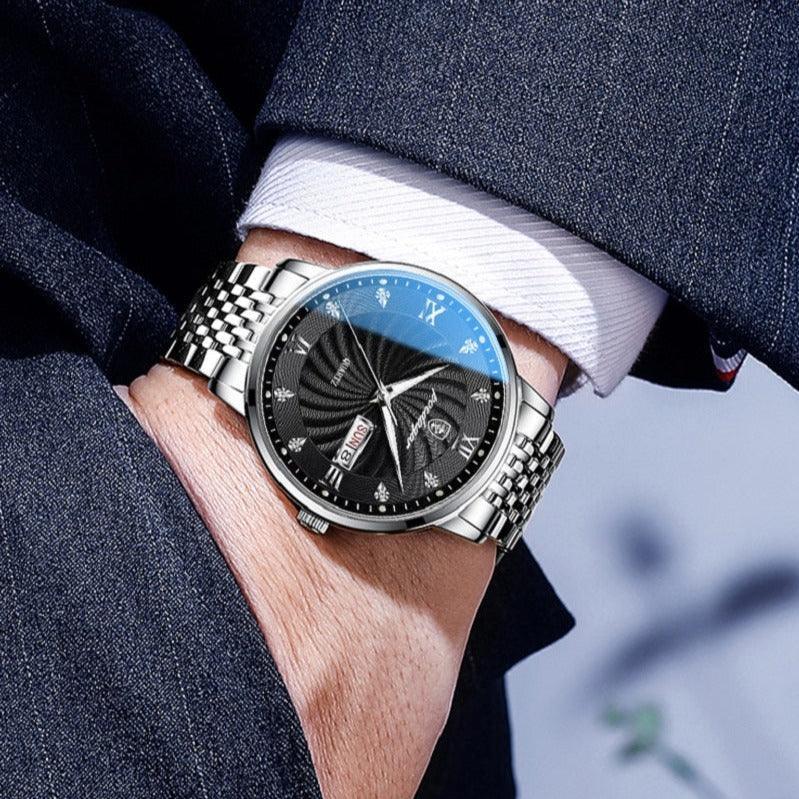 Klassische, schlanke Herrenuhr in Silber