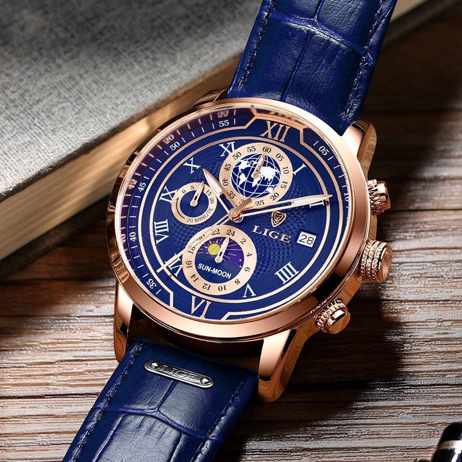 Eleven Herrenuhr aus blauem Leder