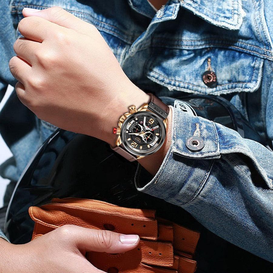 Time Luxus Leather Men’s Watch