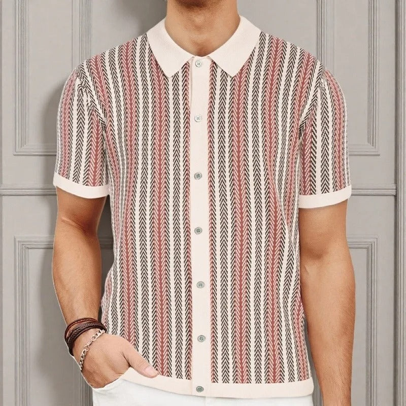 VintageStripe Button-Down Polo