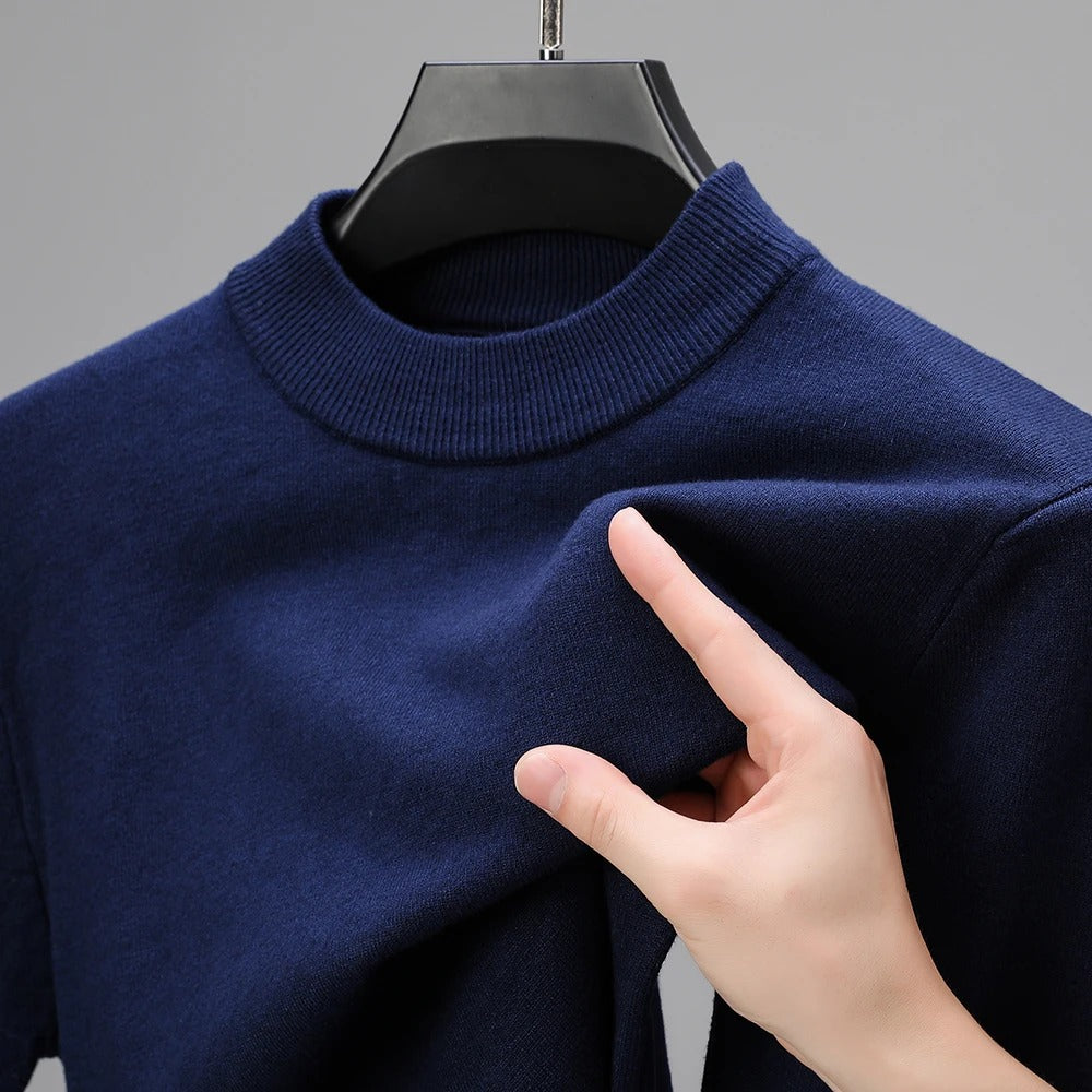 SolidRise Mock Neck Pullover