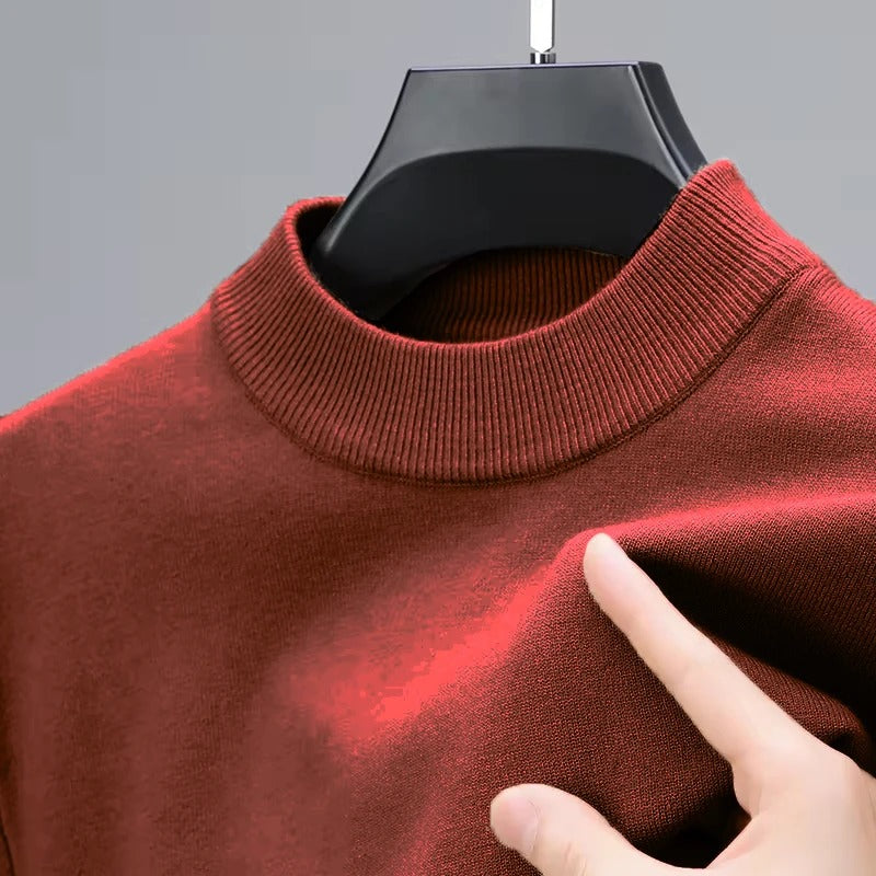 SolidRise Mock Neck Pullover