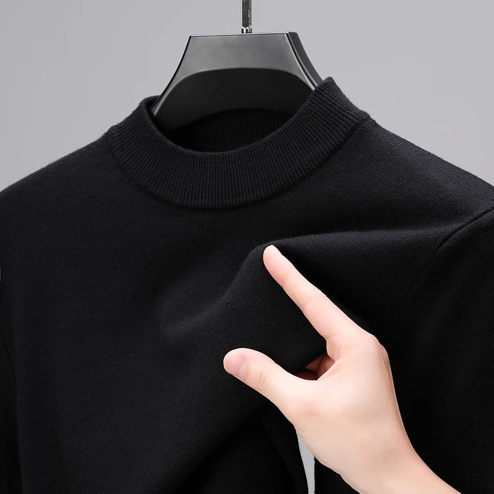 SolidRise Mock Neck Pullover