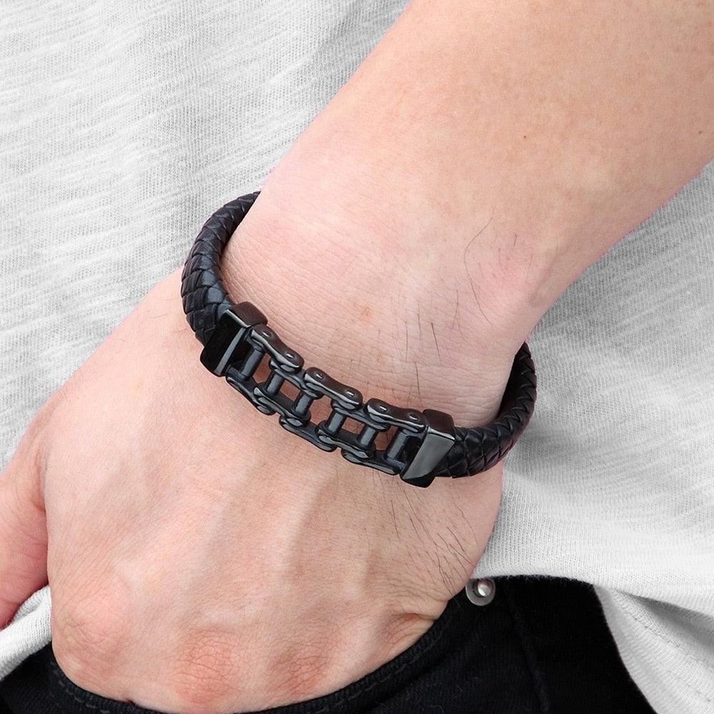Chain Leather Men’s Bracelet