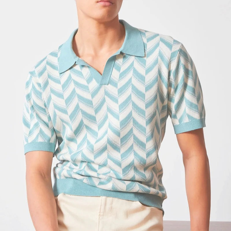LuxeJacquard V-Neck Polo