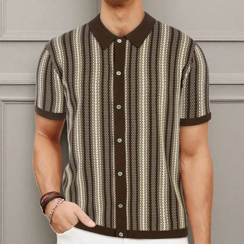 VintageStripe Button-Down Polo