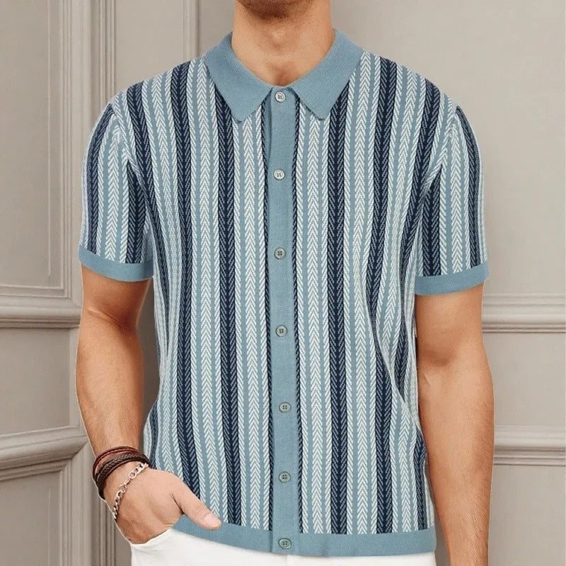 VintageStripe Button-Down Polo